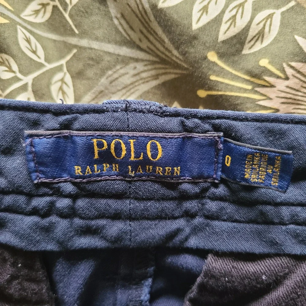 Polo Ralph Lauren Chino Shorts Womens 0 Navy Blue Preppy Cotton Twill Pony